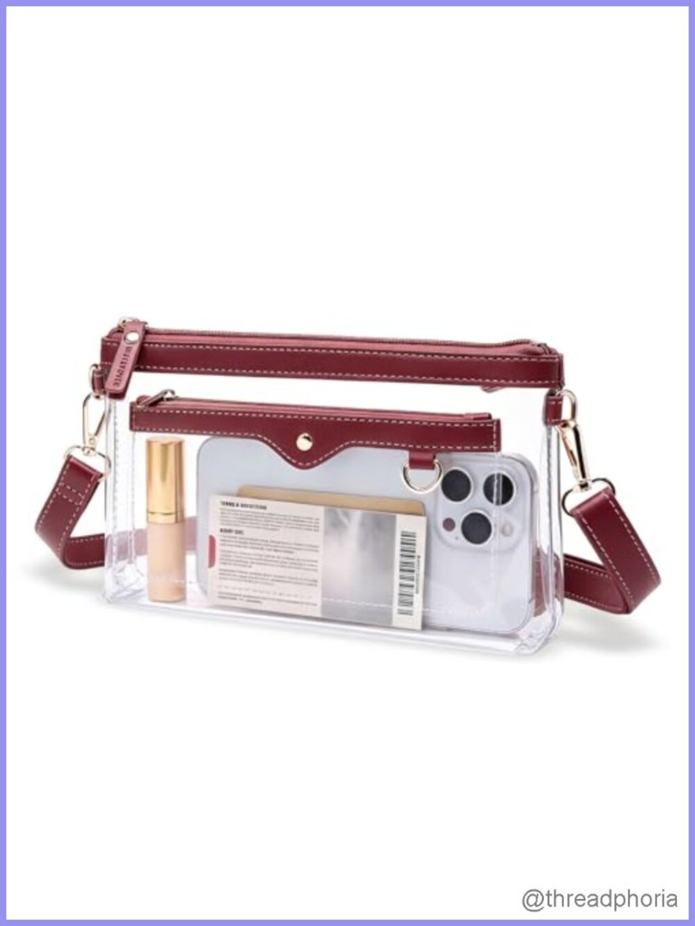 PVC Stadium Approved Clear Crossbody Bag with Adjustable Strap for Concerts